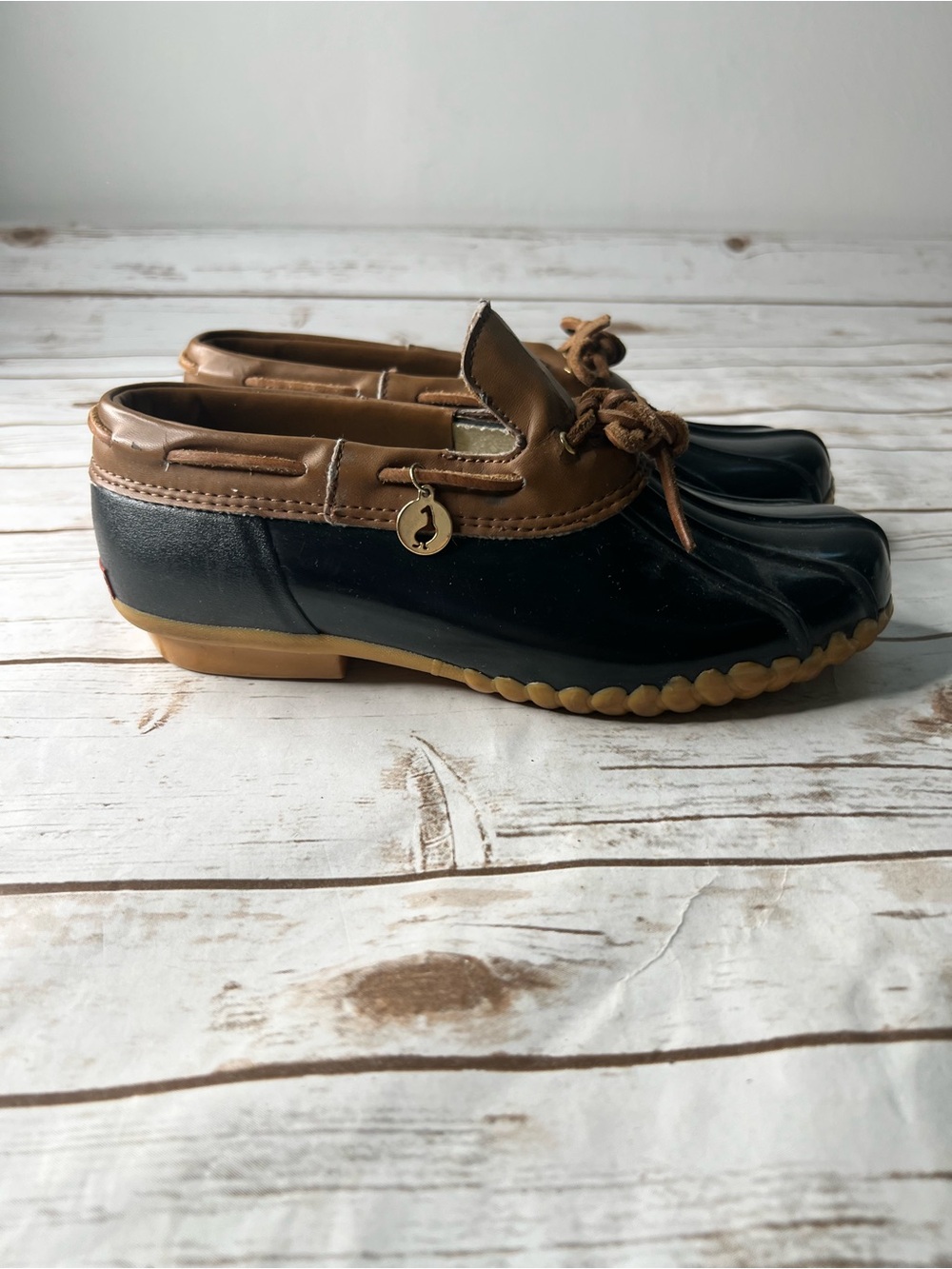 Sporto Two-Tone Black and Brown Duck Boat Shoes - 9